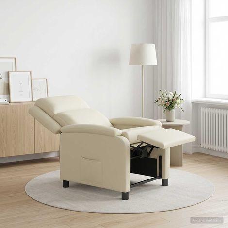 vidaXL Recliner Crema Cuero sintético (1/5)