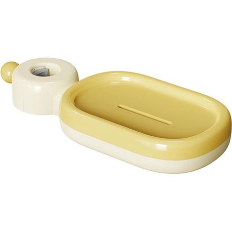 Portasapone originale con foro di drenaggio, facile da installare, da fissare a parete sul binario della doccia, drenaggio rapido, compatibile con tubi di diametro 20-25 mm - giallo (1/5)