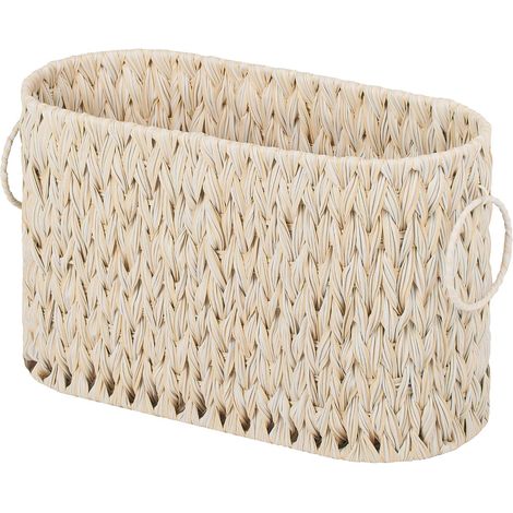 Panier de Rangement pour Papier Toilette, Panier Rangement pour 6 méga Rouleaux, Porte-Papier Toilette pour Accessoires de Salle de Bain, Porte-revues et Porte-journaux sur Pied - Blanc (1/5)
