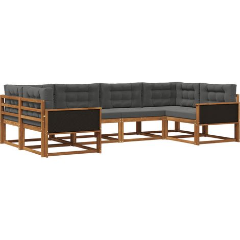 Outdoor Sofa Set 6 pcs Natural and Anthracite vidaXL