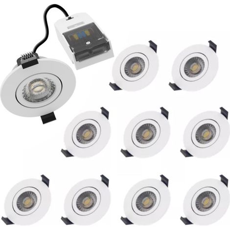 Lot de 10 Spots LED Encastrables Orientables RE2020 5/8W IP65 CCT Recouvrable et Variable V2 - 60 deg - Switch 2700-3000-4000-5700K