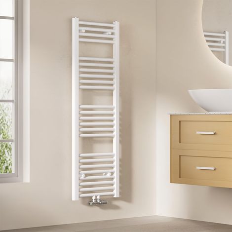 EMKE TR1240W-NEW Termosifone da Bagno, Acciaio Inossidabile, Acqua Calda, 1200 x 400 mm Weiß (1/5)