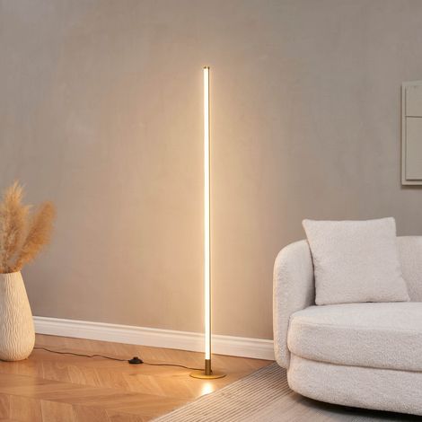 Kosilum – Lampadaire LED doré 150 cm – Variateur intégré – Lumière chaude 3000K – Design minimaliste pour intérieur moderne