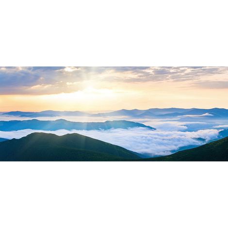 Papier peint panoramique idéal pour chambre | Tapisserie panoramique paysage montagne | Papiers peints panoramique nature - 250 x 500 cm (5 pièces) (1/2)