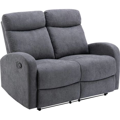 Divano relax 2 posti in Tessuto Grigio - EVELYN (1/5)