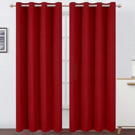 Rideaux rouges occultants 52 x 84 pouces (132 x 213 cm) - Lot de 2 panneaux - Rideaux thermiques isolants pour chambre à coucher (1/5)