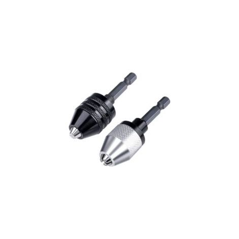 Set di 2 pezzi da 6,35 mm (1/4") con mandrino esagonale per trapano senza chiave, adattatore a cambio rapido e convertitore con morsetto da 0,365 mm - Crezuo