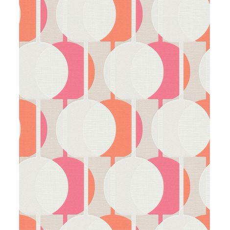 BRICOFLOR Papier Peint motif rose et orange  Tapisserie vintage pour salon, cuisine & plus  Papier Peint intissé moderne pour chambre (1/4)