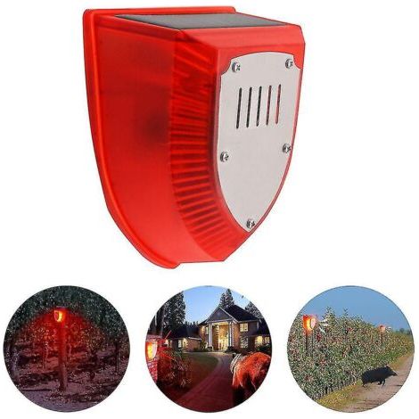 Lumières d'alarme de sécurité solaire sons chien aboiement lumière sonore stroboscopique lampe d'avertissement pour l'extérieur (1/3)