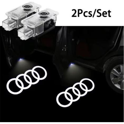 HOXILEELEO - Lampe de bienvenue lumineuse LED HD sans fil pour portières de voiture, projecteur décoratif pour Audi Sline A1 A3 Q5 A4 B8 B7 A5 A6 C7 A7 A8 B9 B6 C6 Q2 Q3 C (1/2)
