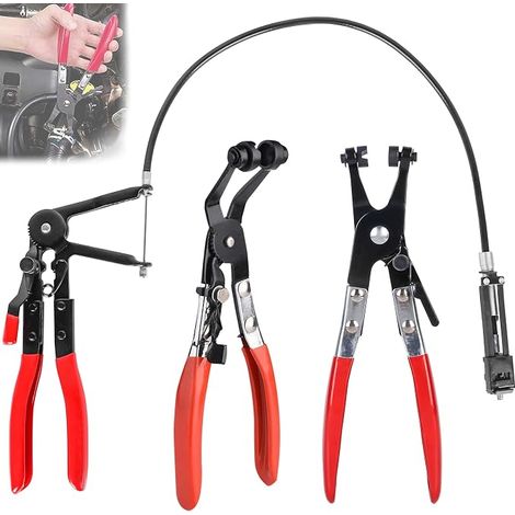 3 Pcs Straight Neck Clamp Pliers Ratchet Lock Function Auto Repair Tool Kit (3) (1/5)