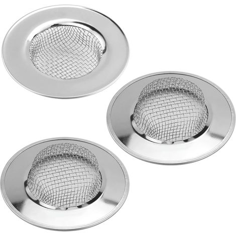 Lot de 3 Filtre d'évier, Acier inoxydable, 6,4 cm, Trou fin, Cuisine, Salle de bain