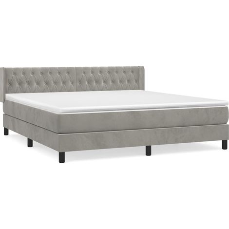 Maison Exclusive - Cama box spring con colchón terciopelo gris cl (1/5)