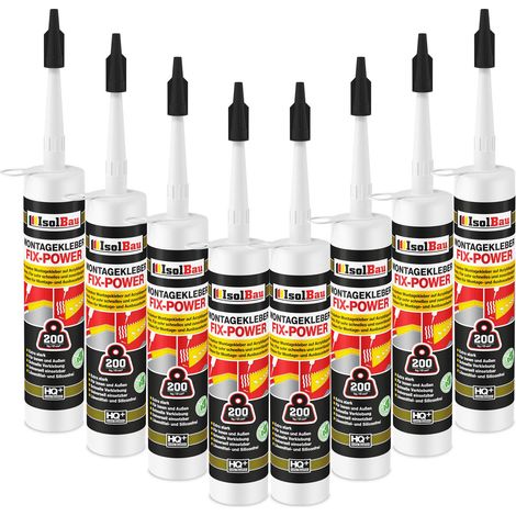 Montagekleber FIX-POWER Baukleber 8 x 300ml Styroporkleber weiß 200kg / 10cm (1/2)