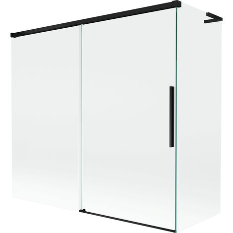 Mexen Rox L Badewannenfaltwand, 2-flügelig, schiebbar 170 + 75 x 150 cm, transparent, schwarz - 8C9L-170-075-70-00