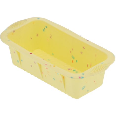 Moule à pain en silicone rectangulaire à pois jaunes, moule à toasts et à gâteaux à faire soi-même. Granulés jaunes. (1/5)