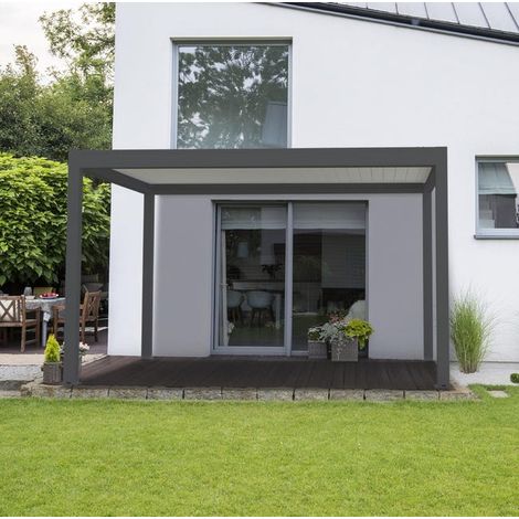 Pergola Bioclimatique Autoportante Motorisée Aluminium 4x3 Anthracite O ORIAL France (1/5)