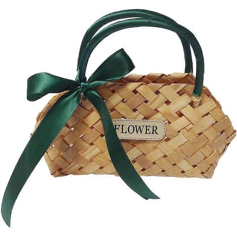 Panier de rangement champêtre avec poignée, panier en bois fait main, panier de service pour fleurs, mariage, camping, comptoir-style B (1/5)