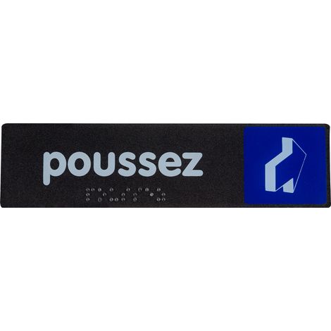 Plaque de porte Poussez - Braille - 170x45mm - 4038919