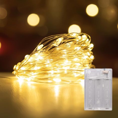 Battery Operated Fairy Lights Micro LED Fairy Lights AA Battery Operated Christmas Bedroom Party Wedding Halloween Warm White 2M (1/5)