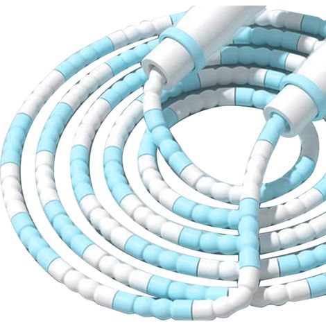 Corde à sauter pour enfants, longueur ajustable, grande flexibilité, poignée antidérapante, corde à sauter couleur perle pour l'école à la maison, bleue (1/5)