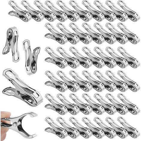 Metal greenhouse clips, pack of 50, made of stainless steel. Sturdy garden clips for securing tarpaulins and protective covers. (1/3)