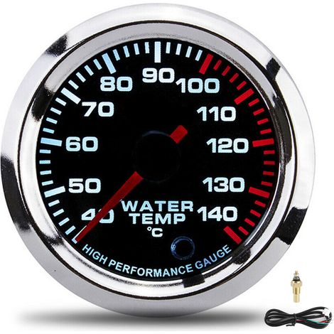Universelles 52-mm-12-V-Wassertemperaturmessgerät mit 40–140 °C-Sensor und 7-farbiger LED-Anzeige für Autos (1/5)