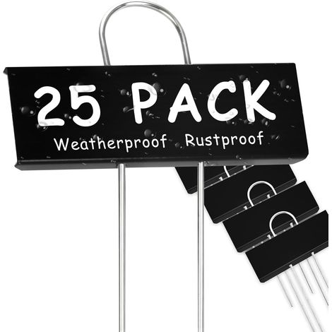 25 Pieces 14 cm Iron Plant Labels Outdoor Garden Labels Metal Planting Labels Black (1/5)
