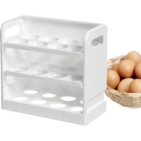 Vassoio portauova impilabile compatto da 2 pezzi, contenitore leggero per uova da frigorifero, vassoio portauova da frigorifero, contenitore portauova impilabile 7,48 x 8,07 x 3,94" per conservare e c (1/5)