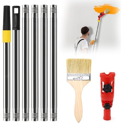 1,7 m Brosse multi-angle Extension Pinceau de couleur : brosse télescopique Extension pour murs Ornement hauts plafonds et outils de peinture d'angle