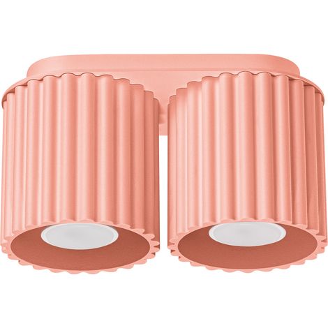 Lampada da soffitto ovale moderna color pesca 21 cm faretti scanalati 2xGU10 10W AURA Sollux Lighting (1/5)