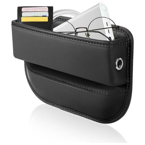 Sollbry Remplisseur D'écart de Siège de Voiture, Boîte de Rangement D'espace de Siège Multifonctionnel en Cuir PU avec Trou de Câble de sur le côté pour Téléphones Portables (1/4)