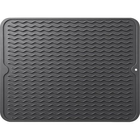 Tapis de Séchage Vaisselle en Silicone, Organisateur d'évier, Support pour évier de Cuisine, Résistant à la Chaleur et Antidérapant, Tapis égouttoir en Silicone, Noir (1/5)