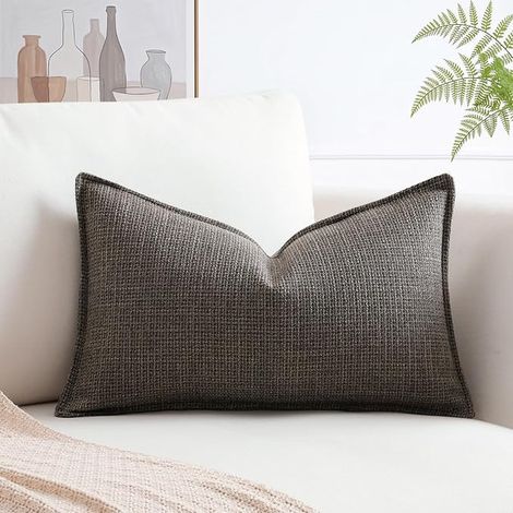 Housse de Coussin 30x50cm Canapé Taie d'oreiller Couleur Pure Maison Salon Chambre Marron Foncé (1/5)
