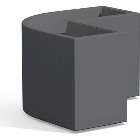Macetero esquinero de diseño moderno de 160x35 cm y 50 cm de alto, fabricado en polímero gris resistente para interiores y exteriores (1/2)