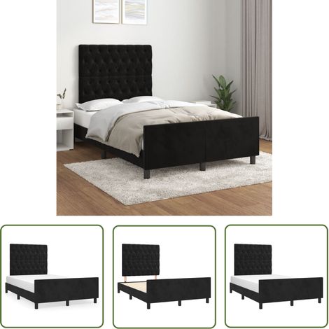 The Living Store Bettgestell ohne Matratze Schwarz 120x190 cm Samt - Samtbett - Doppelbett - Boxspringbetten - Hochbett - Kinderzimmer