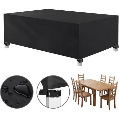 EU STOCK - Housse protection Pour Mobilier De Jardin Étanche Bâche 190x120x74cm (1/4)