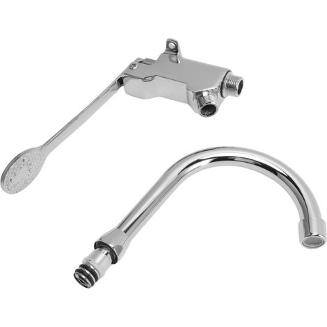 Robinet à commande par pédale, robinet d'évier de cuisine en acier inoxydable, robinet d'arrêt vertical pour lavabo. (1/5)