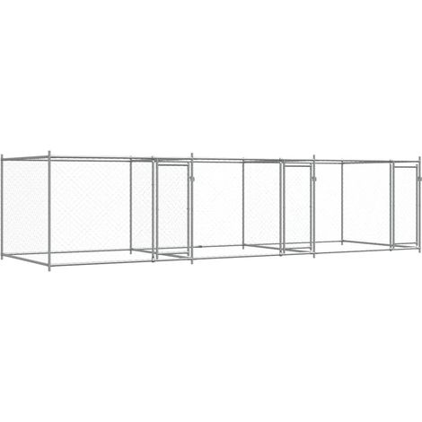 Jaula de perros con puertas acero galvanizado gris 6x2x1,5 m vidaXL