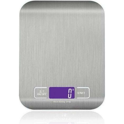 Balance de Cuisine Électronique de Haute Précision 5000g/1g avec Écran LCD Rétroéclairé, 6 Unités et Fonction Tare Acier Inoxydable, Smart Digital, pour Alimentaire Multifonctionnel (1/5)