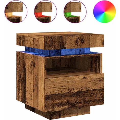 Maison Exclusive - Nachttisch mit LED-Leuchten Altholz-Optik 40x3