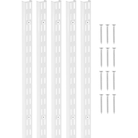 VEVOR Pilastri per Mensole, Staffe per Mensole Regolabili in Acciaio inox, Inserti per Strisce di Pilastri con 25 Viti, per Scaffalature a Parete, Armadio, 1536 x 27 x 16 mm 5 Pezzi