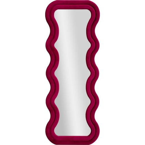 Specchio da parete Emily wavy in velluto fucsia 67x166 cm