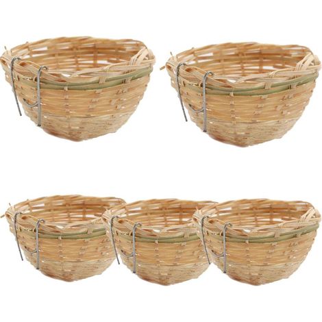 Lot de 8 nichoirs en bambou tressé, nids pour canaris et cages de repos pour perroquets (1/5)