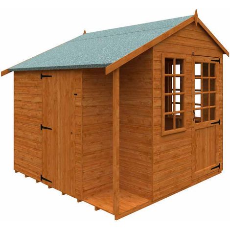 8 x 8 Feet Multi 12mm Shed - Solid Wood/Softwood/Pine - L235 x W235 x H229.7 cm - Burnt Orange