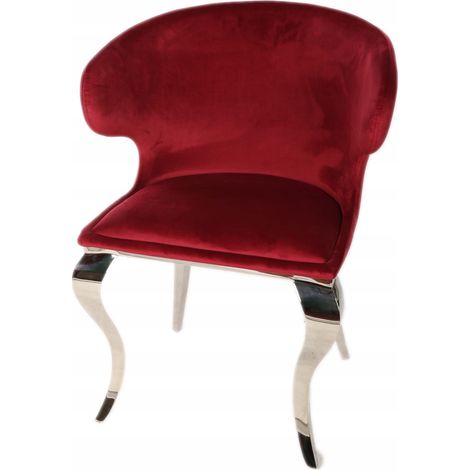 Chaise en acier chromé rose velours style glamour (1/5)