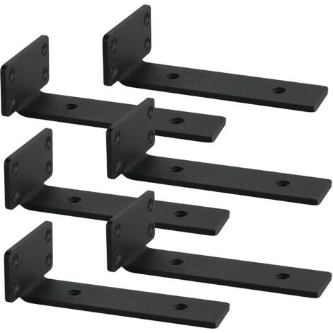Lot de 6 Equerre Etagere Murale,Acier Noir,Charge Lourde 70kg,Support Flottant,Cuisine Salon (1/5)