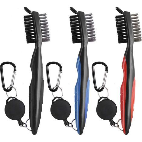 3 Pcs Nettoyages De Golf pour Brosses De Golf du Club, Outils De Nettoyages De Golf De Brosses De Golf en Acier, Double Face, pour Fête des Pères, Noir, Rouge, Bleu Marque : Dadabig (1/4)