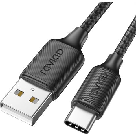 Câble USB C 2M, Cable USB C Charge Rapide 3A Nylon Tressé Chargeur (1/5)