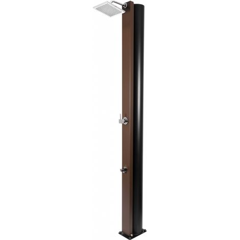 Douche de piscine solaire SQUARE Marron rustique avec rince pieds 40L